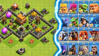 All Max TH Bases Vs All One Max Level Troop [upl. by Aloek]