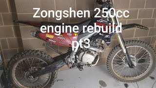 Zongshen 250cc dirtbike top end rebuild pt3 [upl. by Annaitsirk]