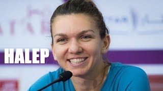 Goofy SIMONA HALEP ROU tickled by tennis balls 🎾 2018 QATAR Open [upl. by Mathia]