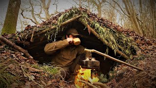 Building Underground Bushcraft Shelter In the Woods  Stealth Dugout Camp For Hunting And Survival [upl. by Yennek]