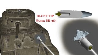 T3485 vs Sherman Jumbo  BR365 Blunt Nose Shell Armor Penetration [upl. by Amando611]