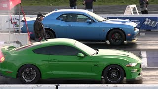 2018 Mustang GT vs 2019 Challenger Scat Pack  drag race [upl. by Karine]