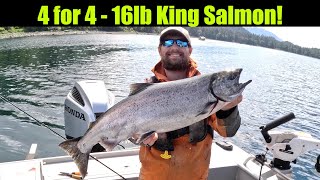 4 for 4  16lb King Salmon Alaskan King Salmon Fishing  Juneau Alaska JUNE 2024 alaska [upl. by Htebazile687]