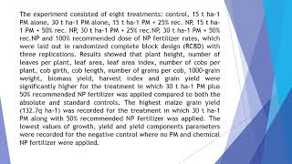 Effect of Integrated Application of Poultry Manure and Chemical NP Fertilizers on Growth Yield and [upl. by Drageruaeb]