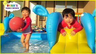 Wendy and Alex Goes Swimming in the Pool with Giant Pool Floats [upl. by Bunny]