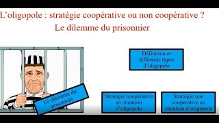 L’oligopole  stratégie coopérative ou non coopérative  Le dilemme du prisonnier [upl. by Theran]