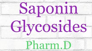 Saponin Glycosides  PharmD  Pharmacognosy [upl. by Nauj]