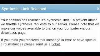 Synthesis Limit Reached on Cepstral [upl. by Ichabod]