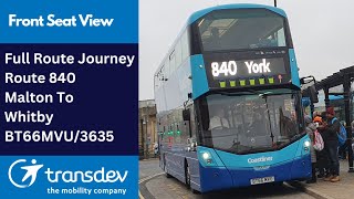 FULL ROUTE JOURNEY  Transdev Coastliner Bus Route 840  Malton To Whitby  BT66MVU3635 [upl. by Adroj235]