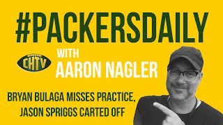 PackersDaily Bryan Bulaga misses practice Jason Spriggs carted off [upl. by Ecissej]