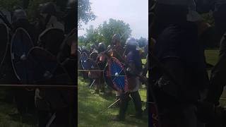 Viking age combat at 2024 Jómsborg Utland Storm Althing vikings swordandshield reenactment [upl. by Bradshaw116]