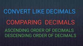 6 CLASS MATHEMATICS R S AGGARWAL BOOK DECIMALS 7A OR DESCENDING ORDER ASCENDING ORDER DECIMALS [upl. by Gombosi]