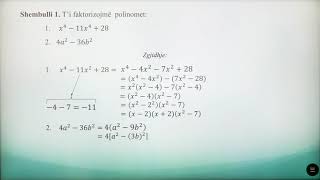 8 02 061  Java 16  Matematikë  faktorizimi i polinomit në varësi të numrit të termave [upl. by Jillana]