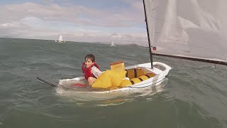 GoPro HD Optimist Sailing 20knots Yellow Fleet sailing at PDSC [upl. by Somerset]