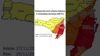 ‼️ Aviso meteorológico para temporais com chuva intensa e volumosa nesta terçafeira 2811 [upl. by Adiahs]