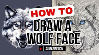 How to Draw an Angry Wolf Face  StepbyStep Pencil Sketch Tutorial [upl. by Tiler]