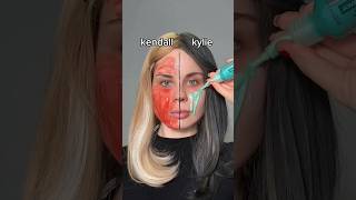 KENDALL AND KYLIE JENNER new makeup look❗Which side do you prefer makeuptutorial [upl. by Sieber925]