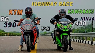 NINJA 400 vs KTM RC390 drag race  race top end [upl. by Ecitnerp]