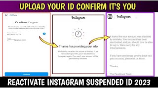 Confirm Your Identity Upload Your ID Problem  Reactivate Instagram Suspended Account 2023 [upl. by Ayocat]