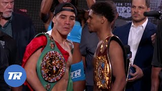 Oscar Valdez amp Shakur Stevenson Make Weight Have Spicy Faceoff  Unification Bout Official [upl. by Swirsky]