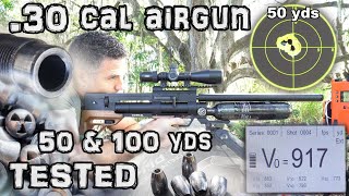 Kalibrgun 30 Air Rifle  50 amp 100 Yard Accuracy TEST  FULL REVIEW  Cricket II Tactical Regulated [upl. by Annaillil]