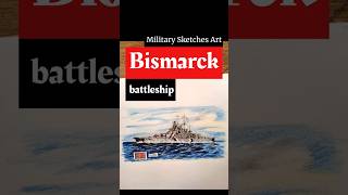 Military Sketches Art  Bismarck Battleship Drawing [upl. by Airdnax532]