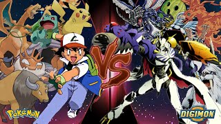 Pokemon Crossover Battle Ash Vs Omni Pokemon Vs Digimon [upl. by Wynny]