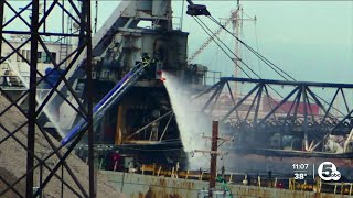 Freighter catches fire in Lake Erie Friday afternoon [upl. by Asyram]