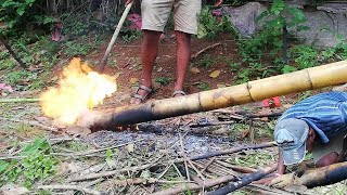 How to make a bamboo cannon  una wedilla  lantaka  moongil cannon  our village [upl. by Tobin716]