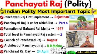 Panchayati Raj System Polity Gk  Indian Polity Important Question  Panchayati Raj Class 6 SSC UPSC [upl. by Kalam612]