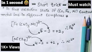 Trick to find Oxidation Number of Complex compounds of Fe Co amp Ni Coordination CompoundsJEENEET [upl. by Debee]