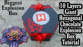 10 Layer Hexagonal Chocolate Explosion Box Tutorial  Giant Hexagonal Explosion Box Tutorial [upl. by Owena]