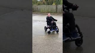 Doing Donuts in an electric folding wheelchair SMART CHAIR X for kids UK [upl. by Aittam]