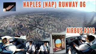 Naples NAP  Italy  Stunning approach over the city to runway 06  Airbus pilots  cockpit views [upl. by Dietz70]