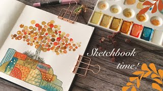 Sketchbook Time Color Play With Kuretake art nouveau set  Ink amp gold [upl. by Mast273]