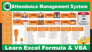 165Fully Automated Attendance Sheet In Excel 2021  Complete Attendance Management System [upl. by Enneyehc]