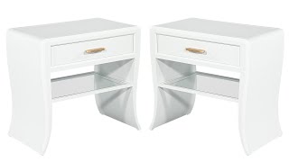 CE3527 Pair of Modern White Curved Nightstand End Tables [upl. by Pastelki810]