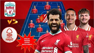 LIVERPOOL VS NOTTINGHAM FOREST  LIVERPOOLS TOP ALTERNATIVE POTENTIAL STARTING XI EPL WEEK 4 2024 [upl. by Yttig742]