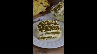 TIRAMISÙ DI PANETTONE E PISTACCHIO SUPER GOLOSO Shorts [upl. by Hanyaz628]