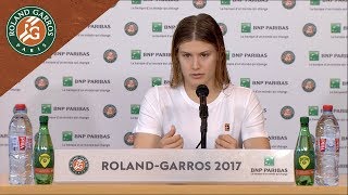 Eugenie Bouchard  Press Conference after Round 1 2017  RolandGarros [upl. by Lynett449]