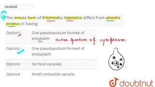 The minuta form of Entamoeba histolytica differs from amoeba proteus in having  12  PROTISTA [upl. by Orford]