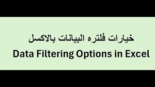 خيارات فلتره البيانات بالاكسلData Filtering Options in Excel [upl. by Nagaem]