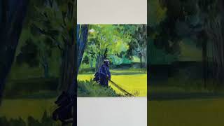 Sound painting grass cutter 20 x 25 cm Mix media painting with sound effects soundpainting [upl. by Nosnirb]