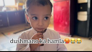 ham dono per hamla hogya 😭😬 dal chawal  hasan k mazy  twins babies vlogdailyvlog [upl. by Wyly881]