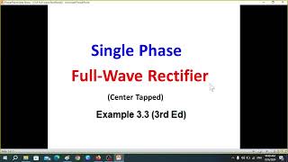 Example 33 PE 3rd ed  FullWave Rectifier  Efficiency  FF  RF  TUF  PIV  CF  PF [upl. by Jarrow]