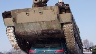 Tank gets stuck on car [upl. by Etnelav]