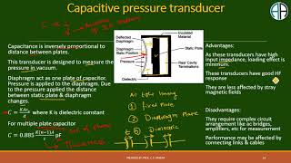 Lec 29 II Capacitive and Piezoelectric Pressure Transducers [upl. by Dixil]