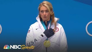 2018 Winter Olympics Mikaela Shiffrin gets giant slalom gold at medal ceremony  NBC Sports [upl. by Eikcor123]