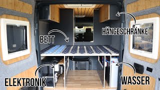 🚐 Riesen Fortschritte am Ducato Campervan Heckgarage Wasser Elektrik Bett Hängeschränke 🤩 [upl. by Amarette283]