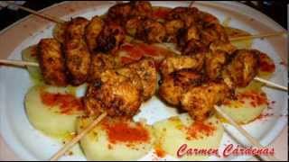 Brochetas de pollo macerado con 5 especias Receta paso a paso de Carmen Cárdenas [upl. by Adaiha]